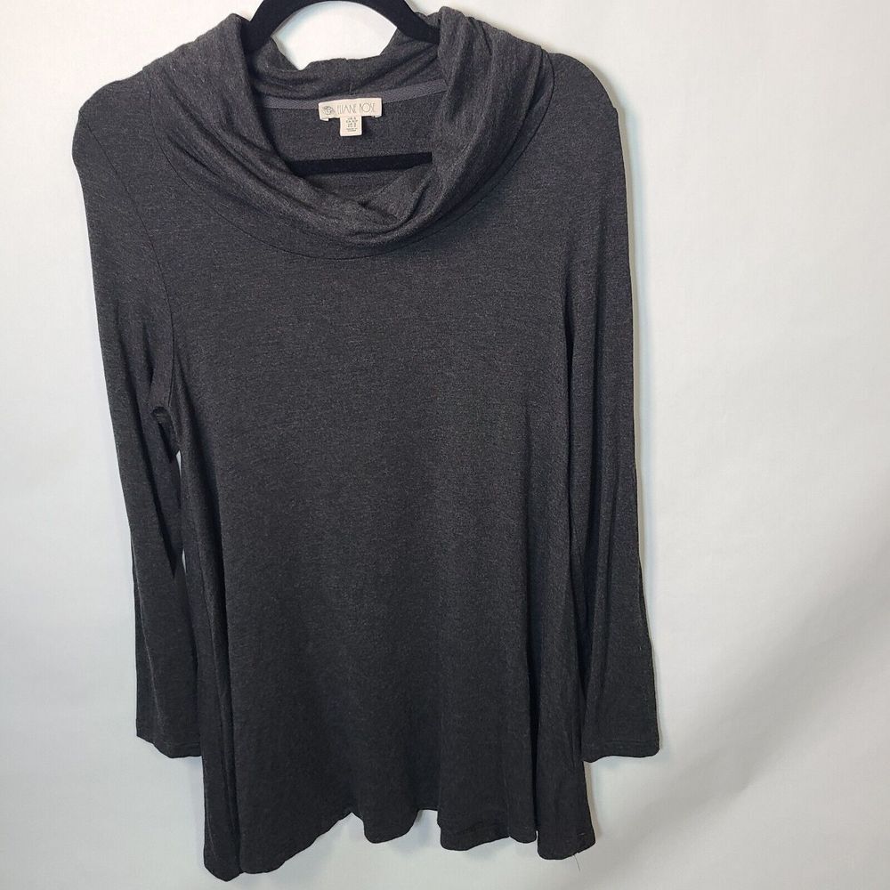 Ellane Rose Cowl Neck Dark Gray Small Tunic Top‎ Office Career